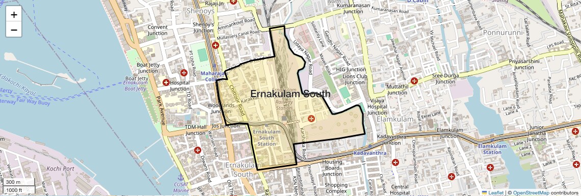 Location Map of Ernakulam South, Kochi