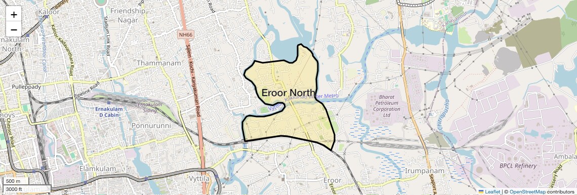 Location Map of Eroor North, Kochi
