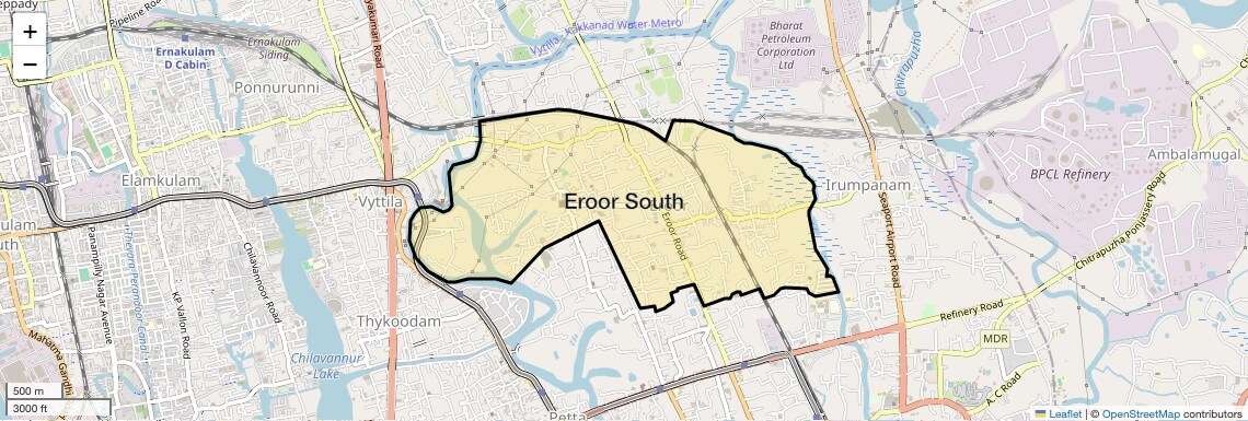 Location Map of Eroor South, Kochi