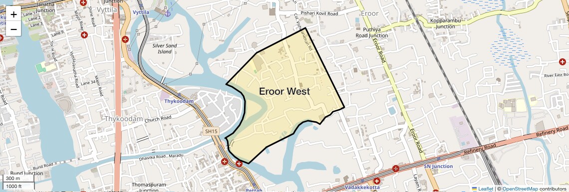 Location Map of Eroor West, Kochi