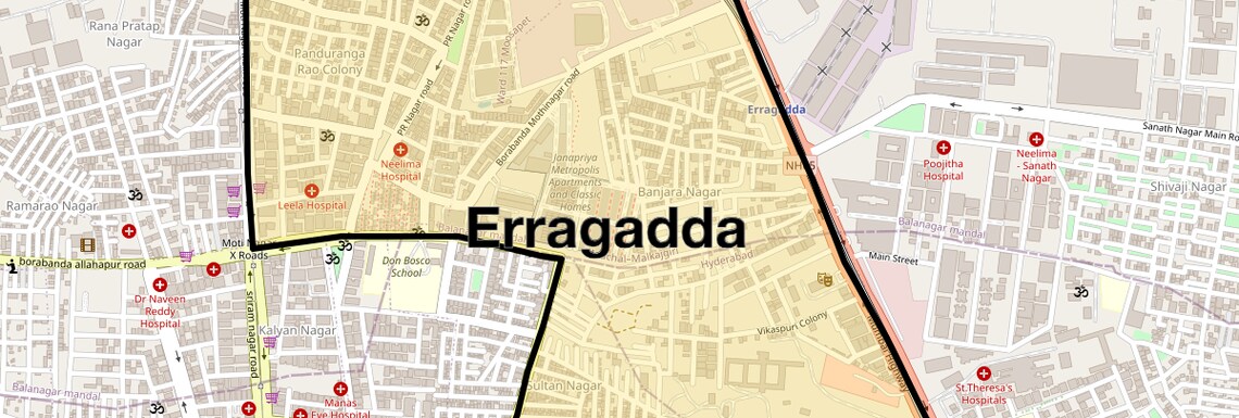 Location Map of Erragadda, Hyderabad