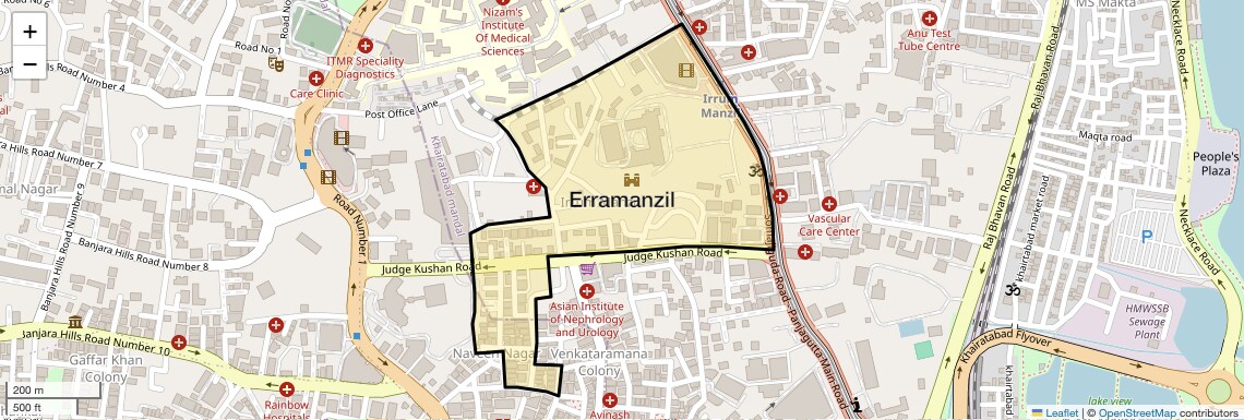 Location Map of Erramanzil, Hyderabad