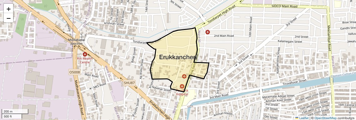 Location Map of Erukkancheri, Chennai