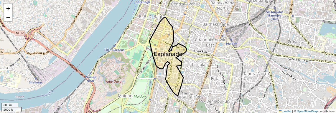 Location Map of Esplanade, Kolkata