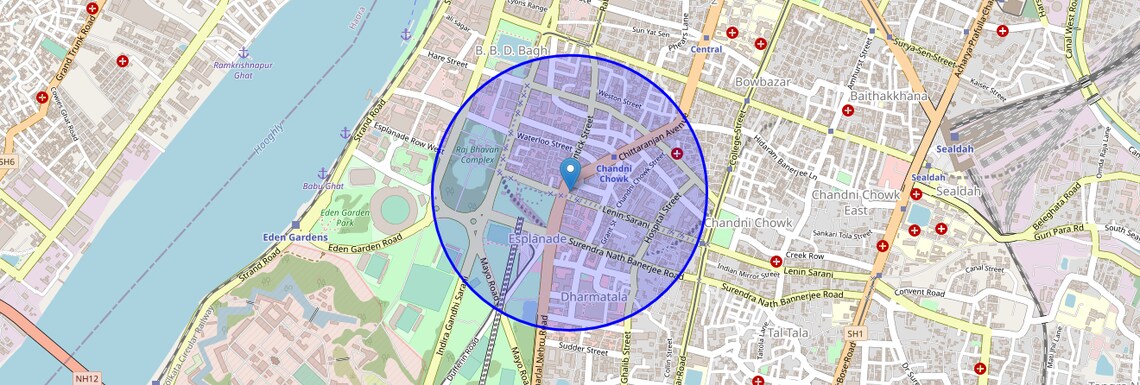 Location Map of Esplanade, Kolkata