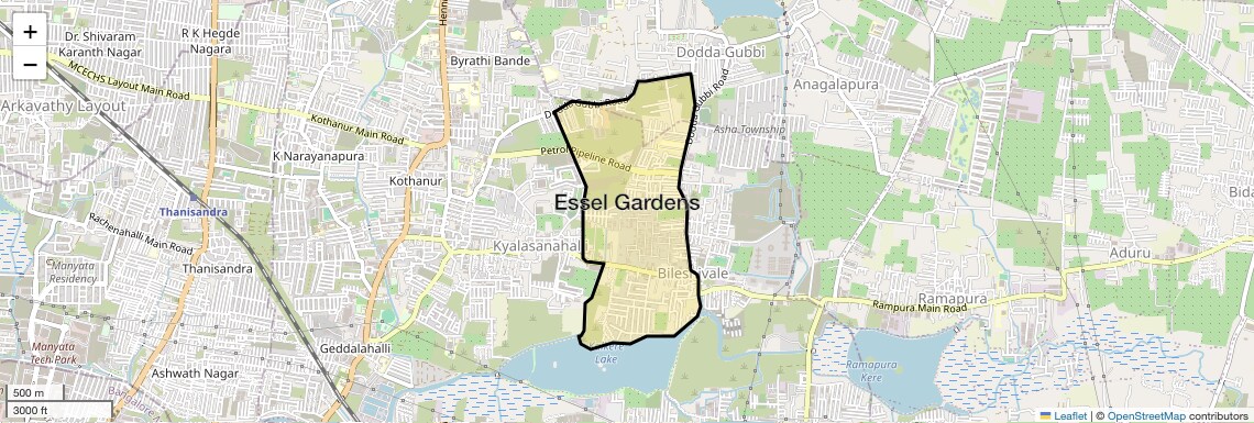 Location Map of Essel Gardens, Bangalore