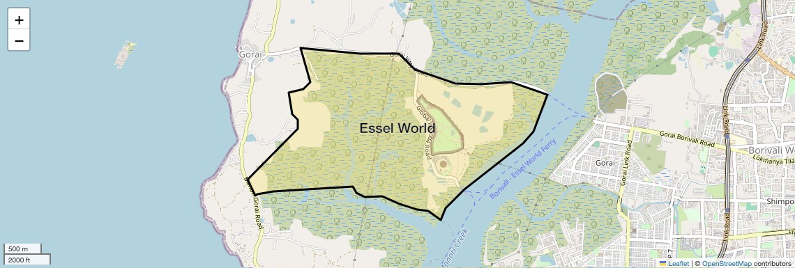 Location Map of Essel World, Mumbai