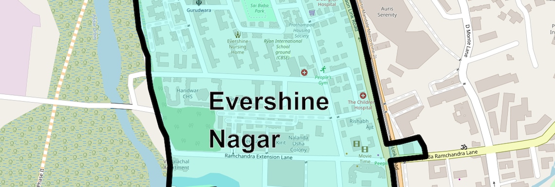 Location Map of Evershine Nagar, Mumbai