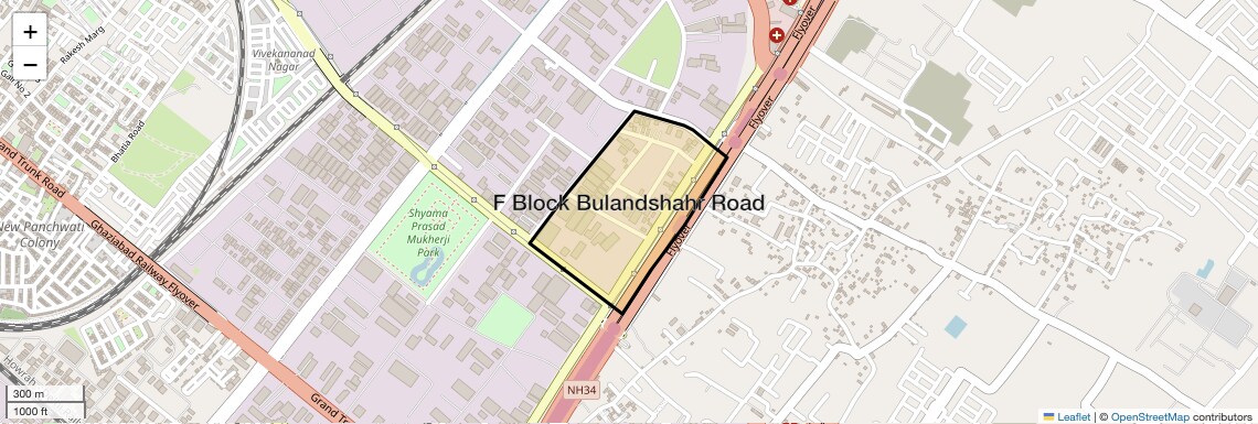 Location Map of F Block Bulandshahr Road, Ghaziabad