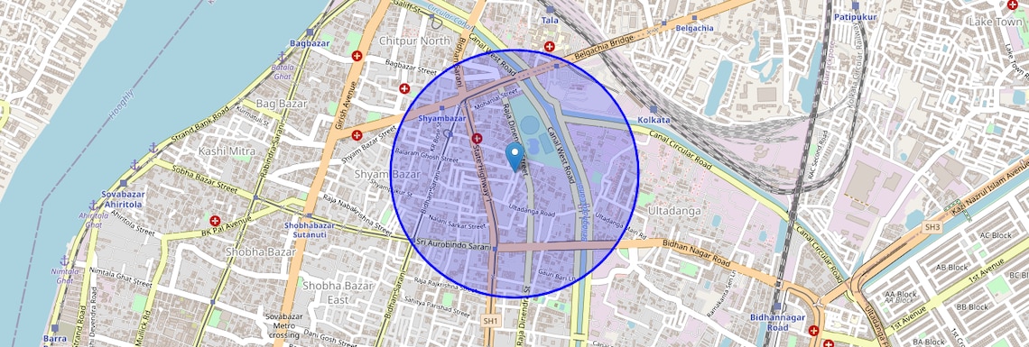 Location Map of Fariapukur, Kolkata