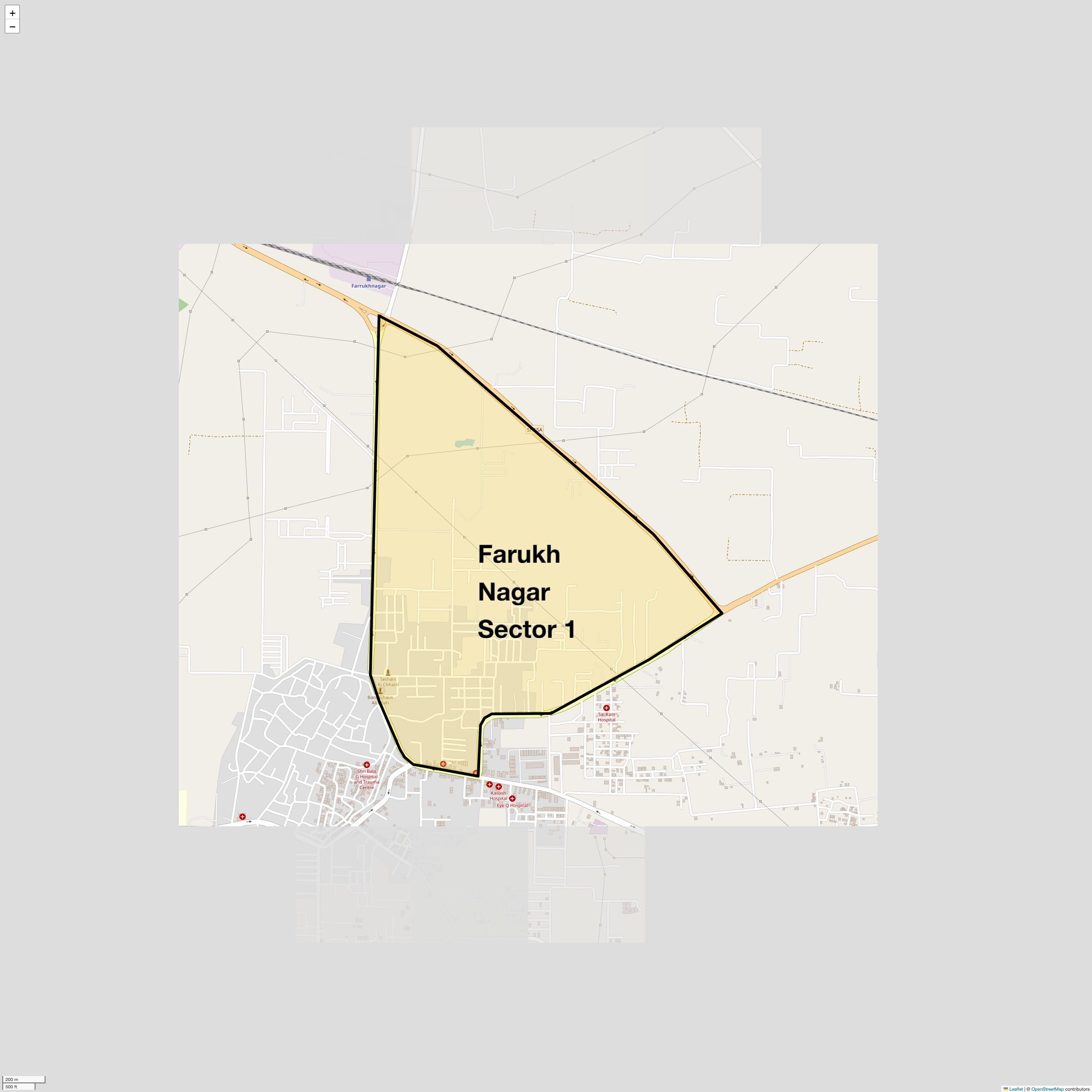 Location Map of Farukh Nagar Sector 1, Gurgaon