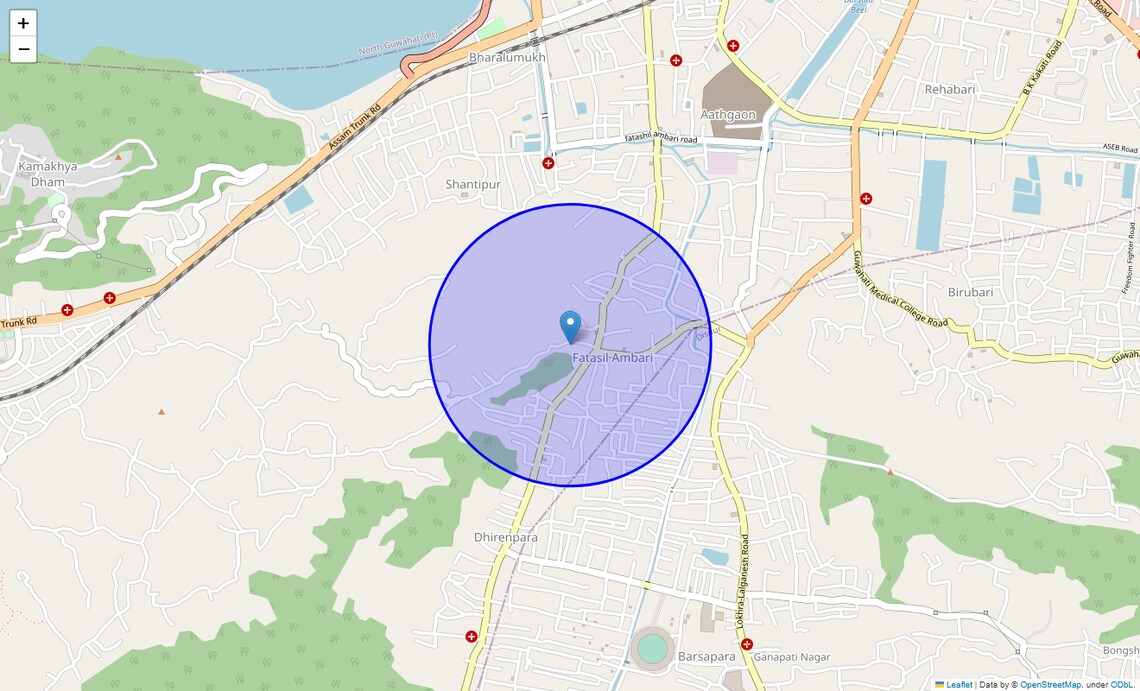 Location Map of Fatasil Ambari, Guwahati