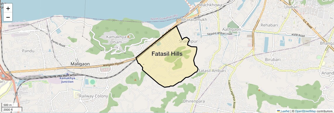 Location Map of Fatasil Hills, Guwahati