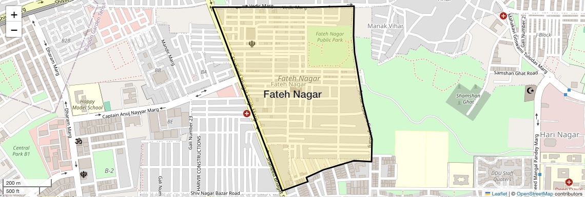 Location Map of Fateh Nagar, Delhi