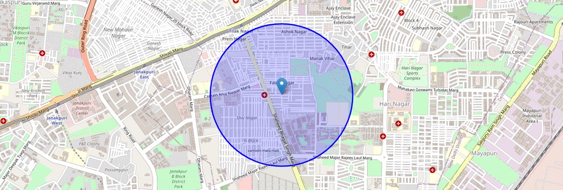 Location Map of Fateh Nagar, Delhi