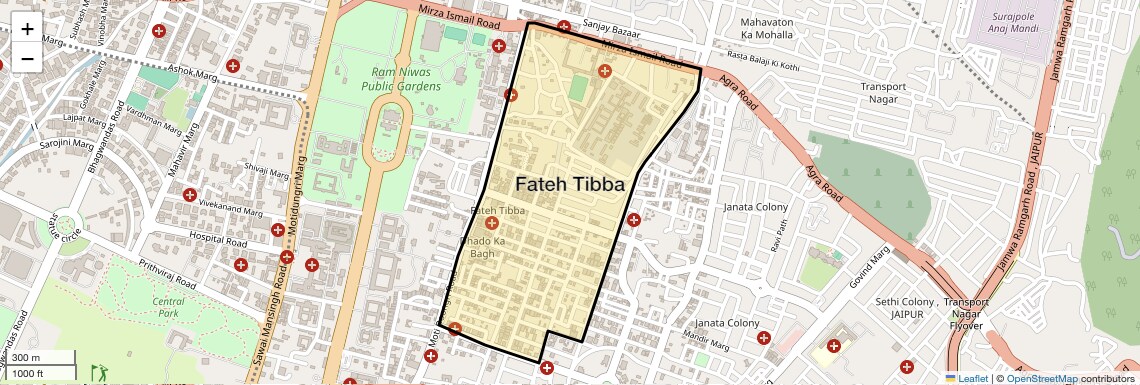 Location Map of Fateh Tibba, Jaipur