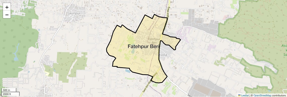 Location Map of Fatehpur Beri, Delhi