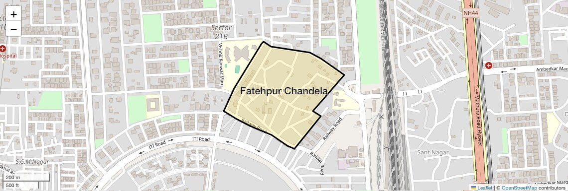 Location Map of Fatehpur Chandela, Faridabad