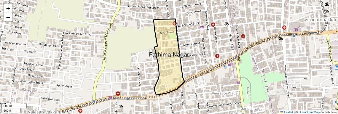 Location Map of Fathima Nagar, Chennai