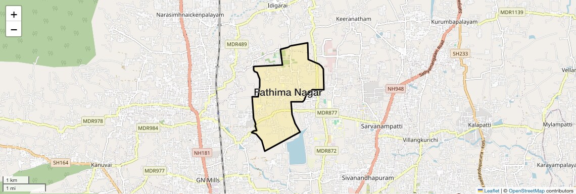 Location Map of Fathima Nagar, Coimbatore