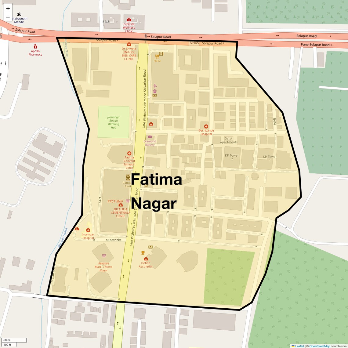 Location Map of Fatima Nagar, Pune