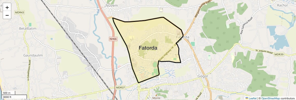 Location Map of Fatorda, Goa