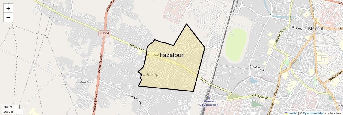 Location Map of Fazalpur, Meerut