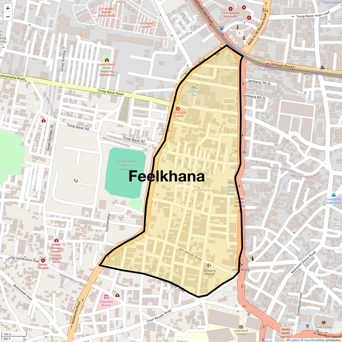 Location Map of Feelkhana, Hyderabad