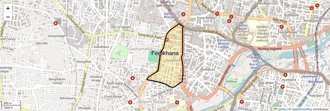 Location Map of Feelkhana, Hyderabad