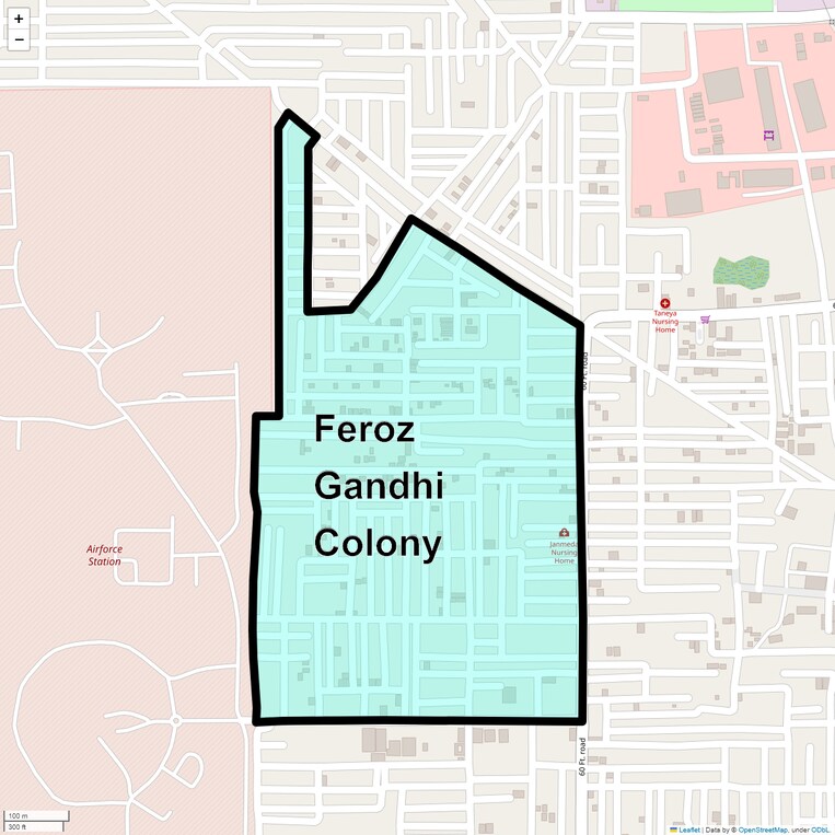 Location Map of Feroz Gandhi Colony