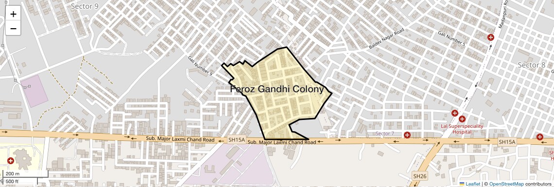 Location Map of Feroz Gandhi Colony, Gurgaon