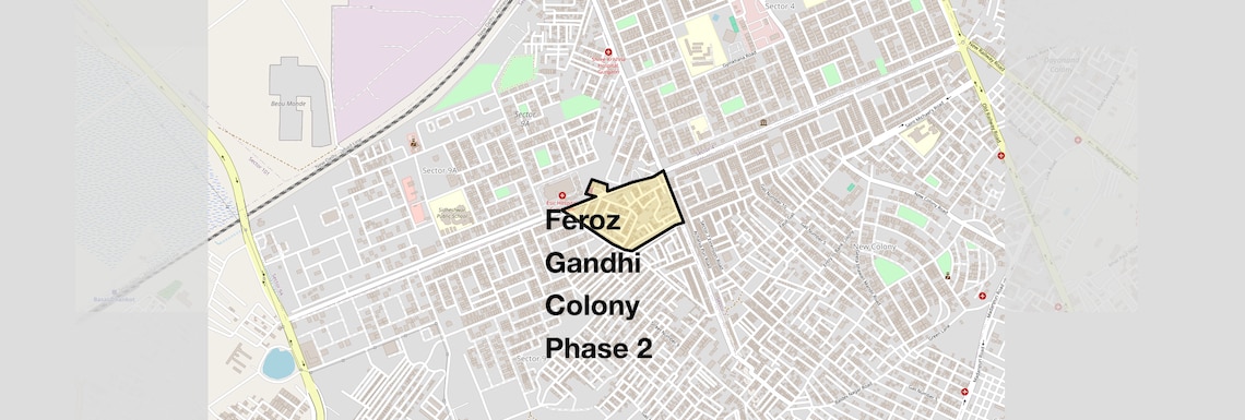 Location Map of Feroz Gandhi Colony Phase 2, Gurgaon