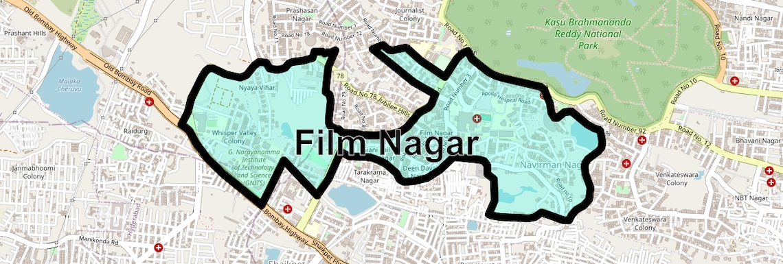 Location Map of Film Nagar, Hyderabad