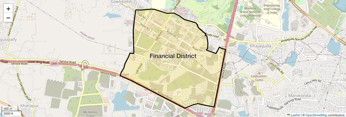 Check Time Travel of Financial District, Hyderabad