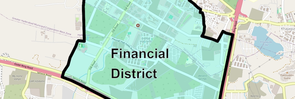 Location Map of Financial District, Hyderabad