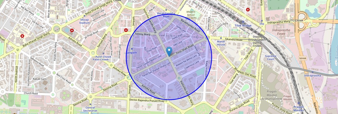 Location Map of Firozeshah Road, Delhi