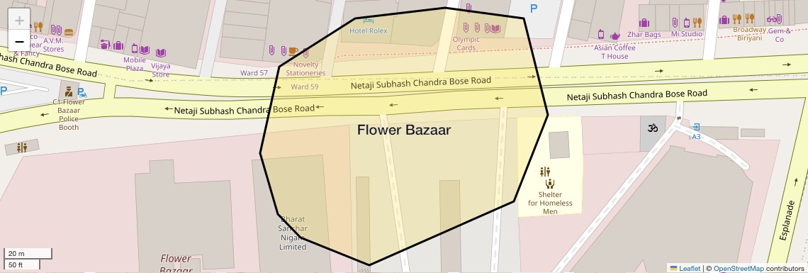Location Map of Flower Bazaar, Chennai