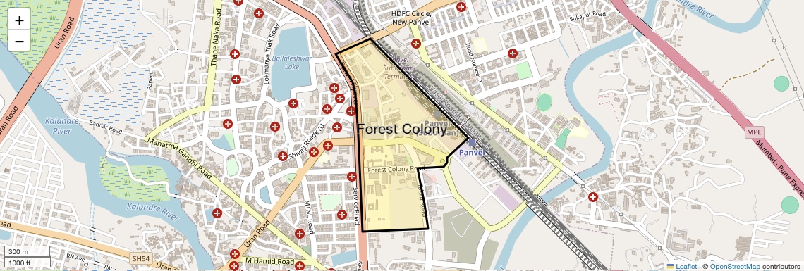 Location Map of Forest Colony, Navi Mumbai