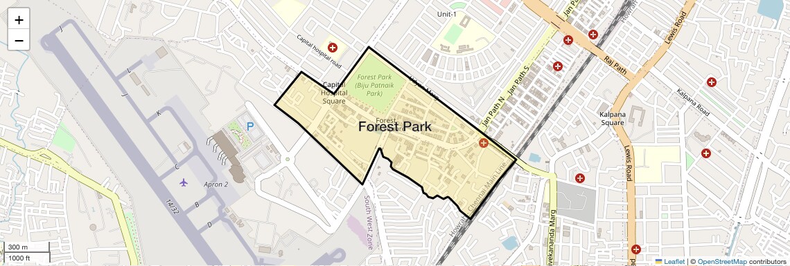Location Map of Forest Park, Bhubaneswar