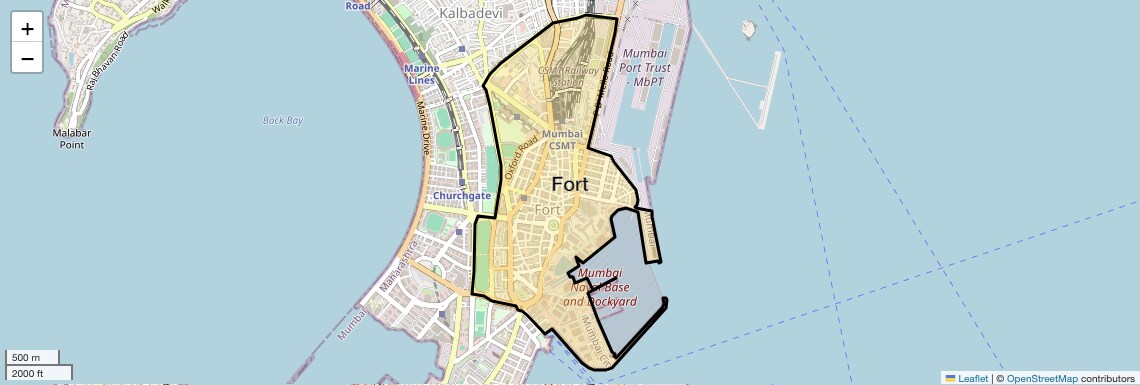 Location Map of Fort, Mumbai