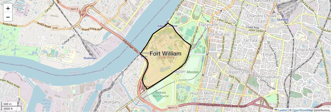 Location Map of Fort William, Kolkata