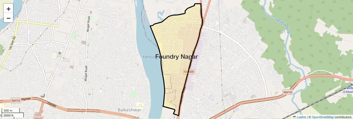 Location Map of Foundry Nagar, Agra