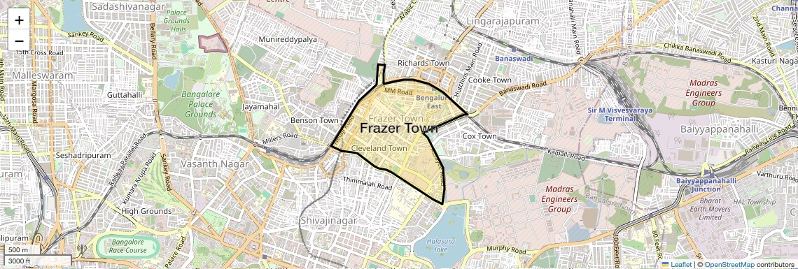Location Map of Frazer Town, Bangalore