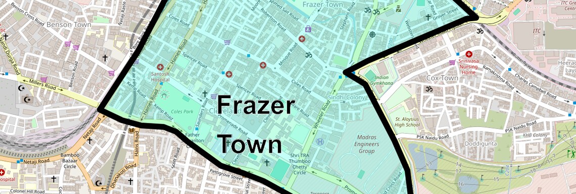Location Map of Frazer Town, Bangalore