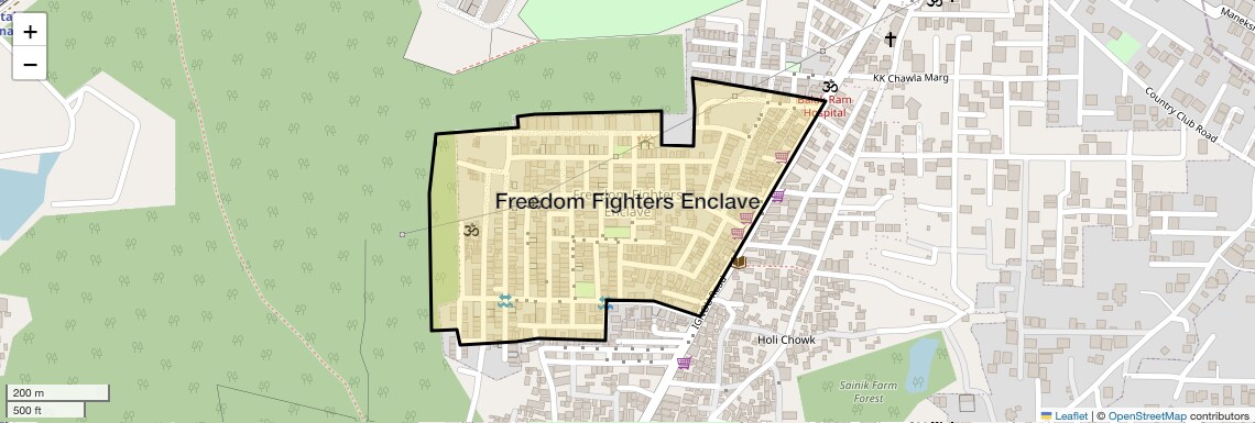 Location Map of Freedom Fighters Enclave, Delhi