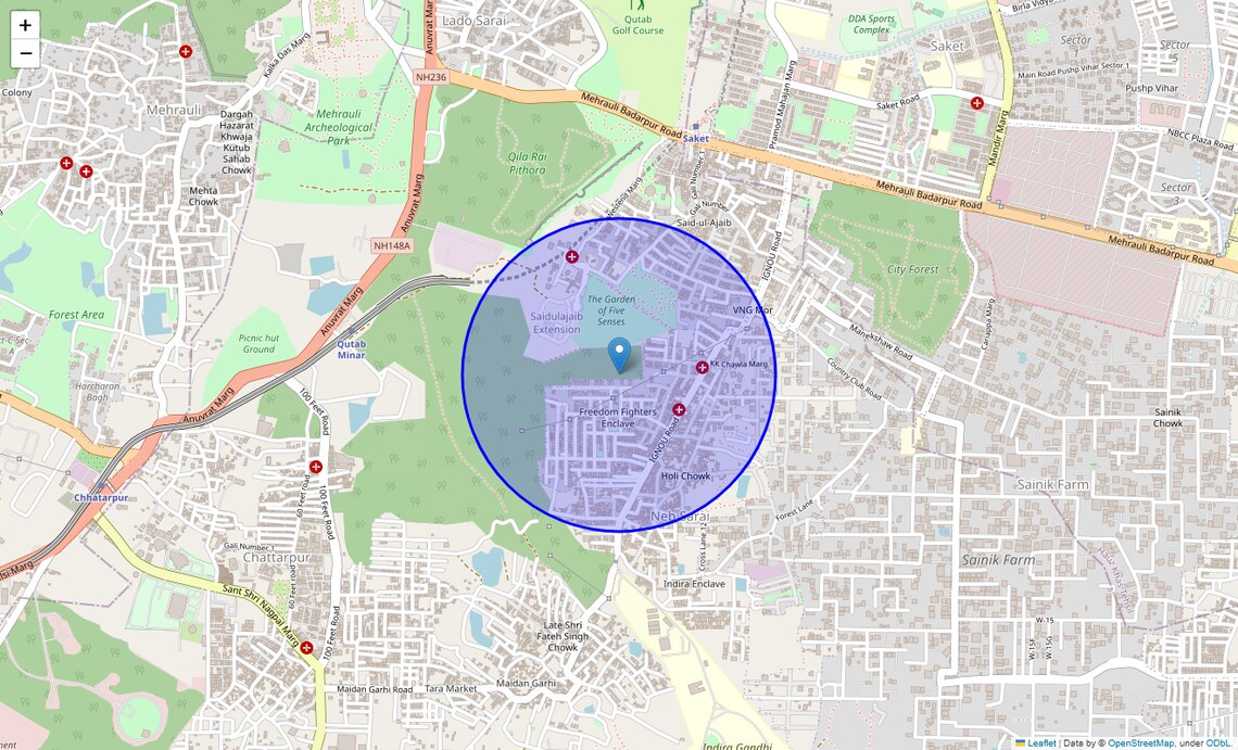 Location Map of Freedom Fighters Vihar, Delhi