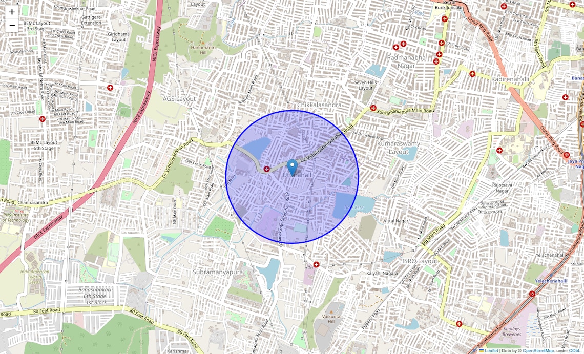 Location Map of Friends Colony, Bangalore