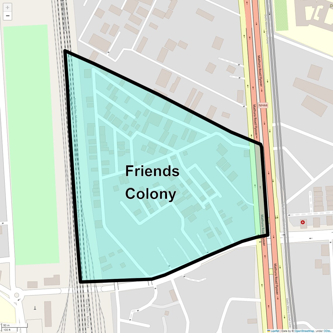 Location Map of Friends Colony, Faridabad