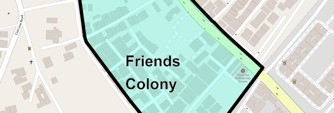 Location Map of Friends Colony, Gurgaon