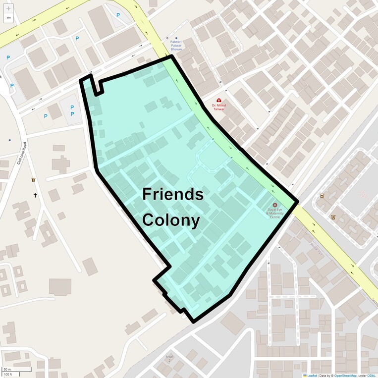 Location Map of Friends Colony